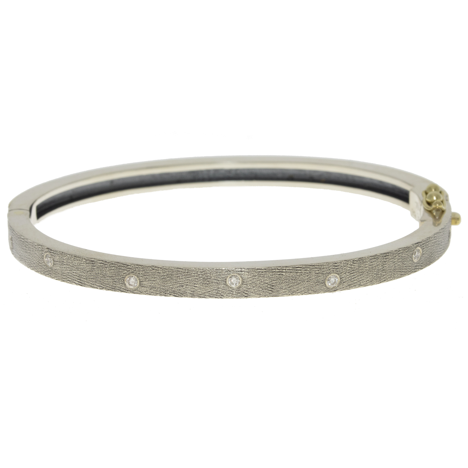 Rene Escobar Trunk show :BANGLE 4MM RG IN SILVER 18K YG AND 0.28CT DIAMONDS,Size Medium