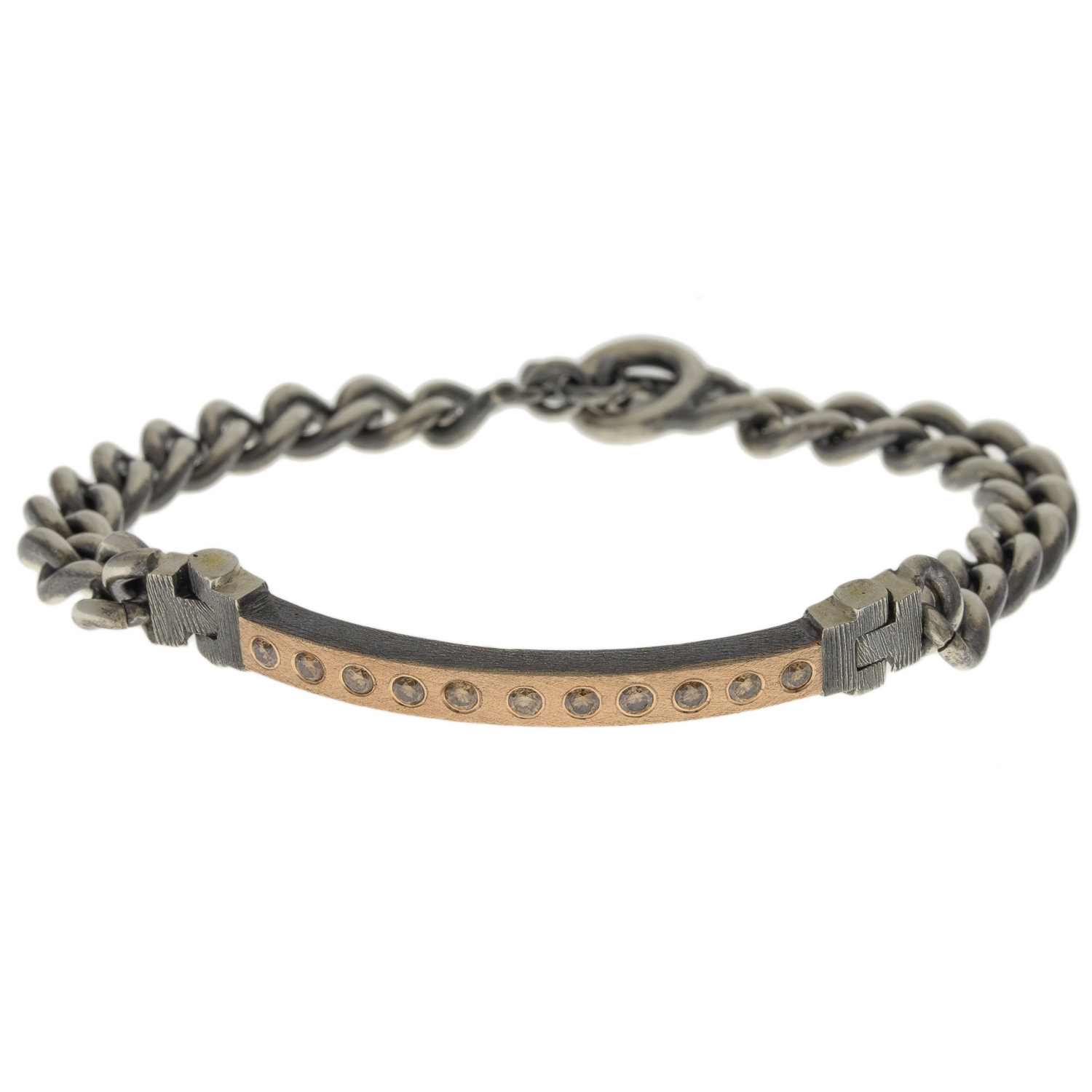Rene Escobar Trunk Show:BRACELET LINK IN SILVER 18K RG AND 0.60CT CHAMPAGNE DIA