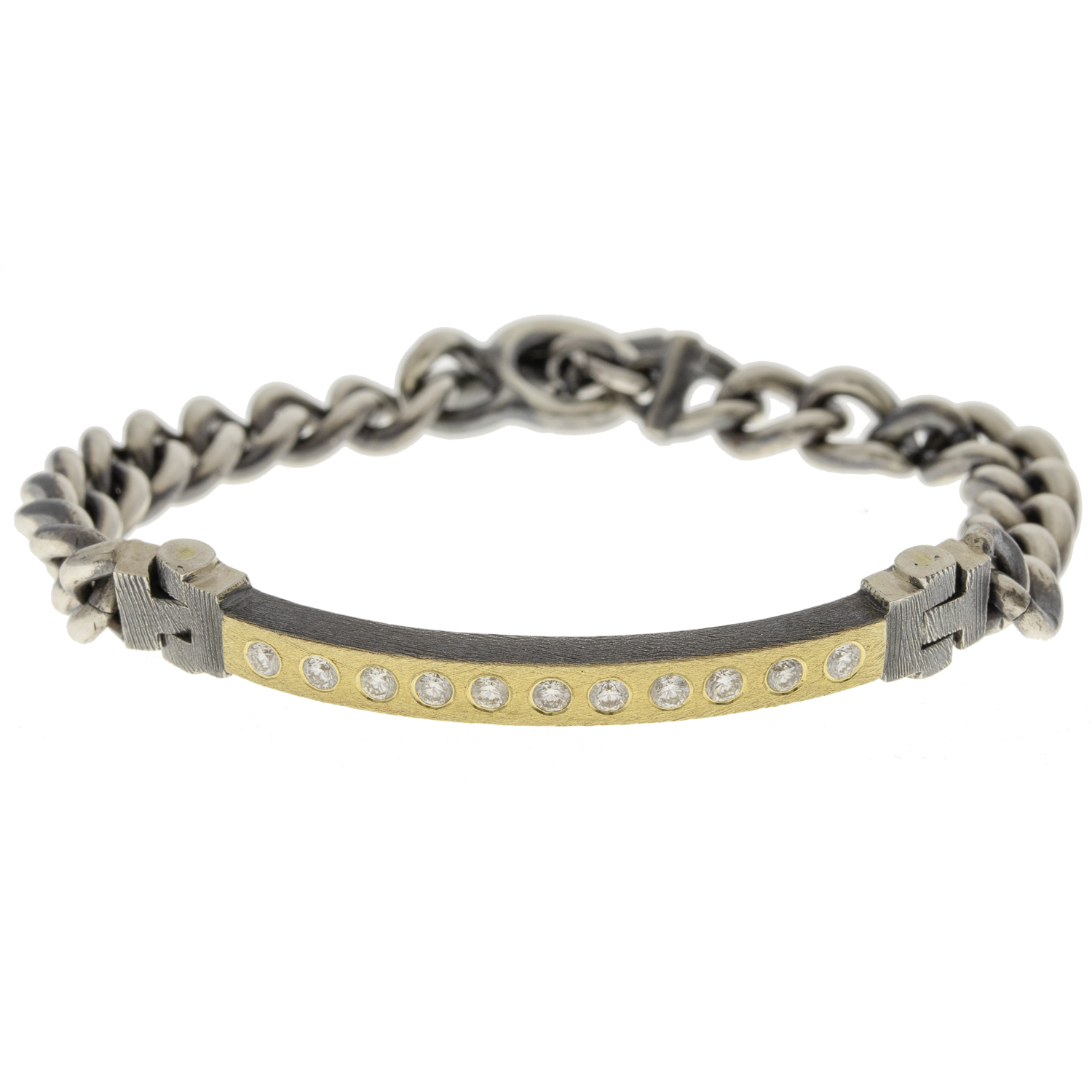 Rene Escobar Trunk Show : ID Bar Bracelet, CHANTAL, 4mm, YG, .55ct Diamonds, Med