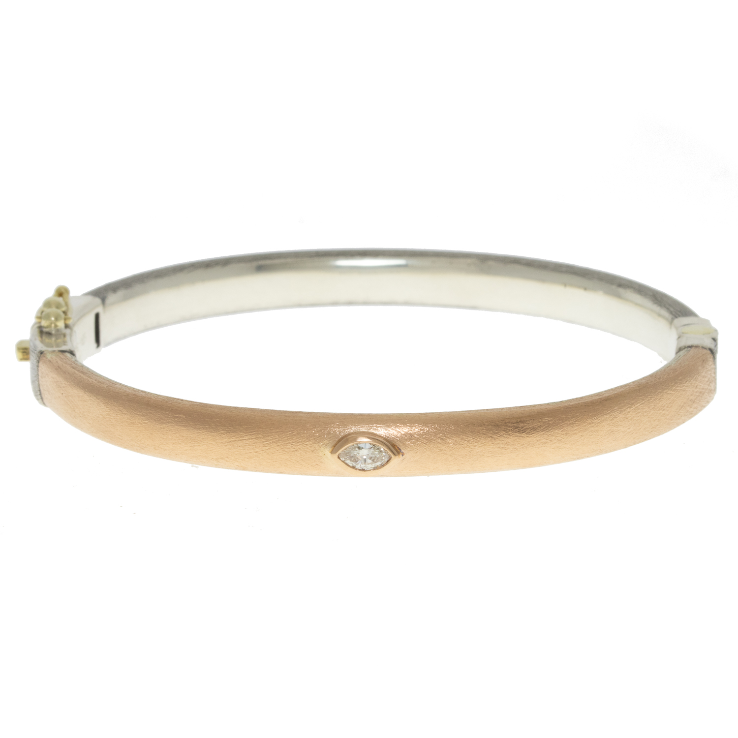 Rene Escobar Trunk Show:BANGLE 6MM IN SILVER 18K RG AND 0.15CT MARQUISE DIA