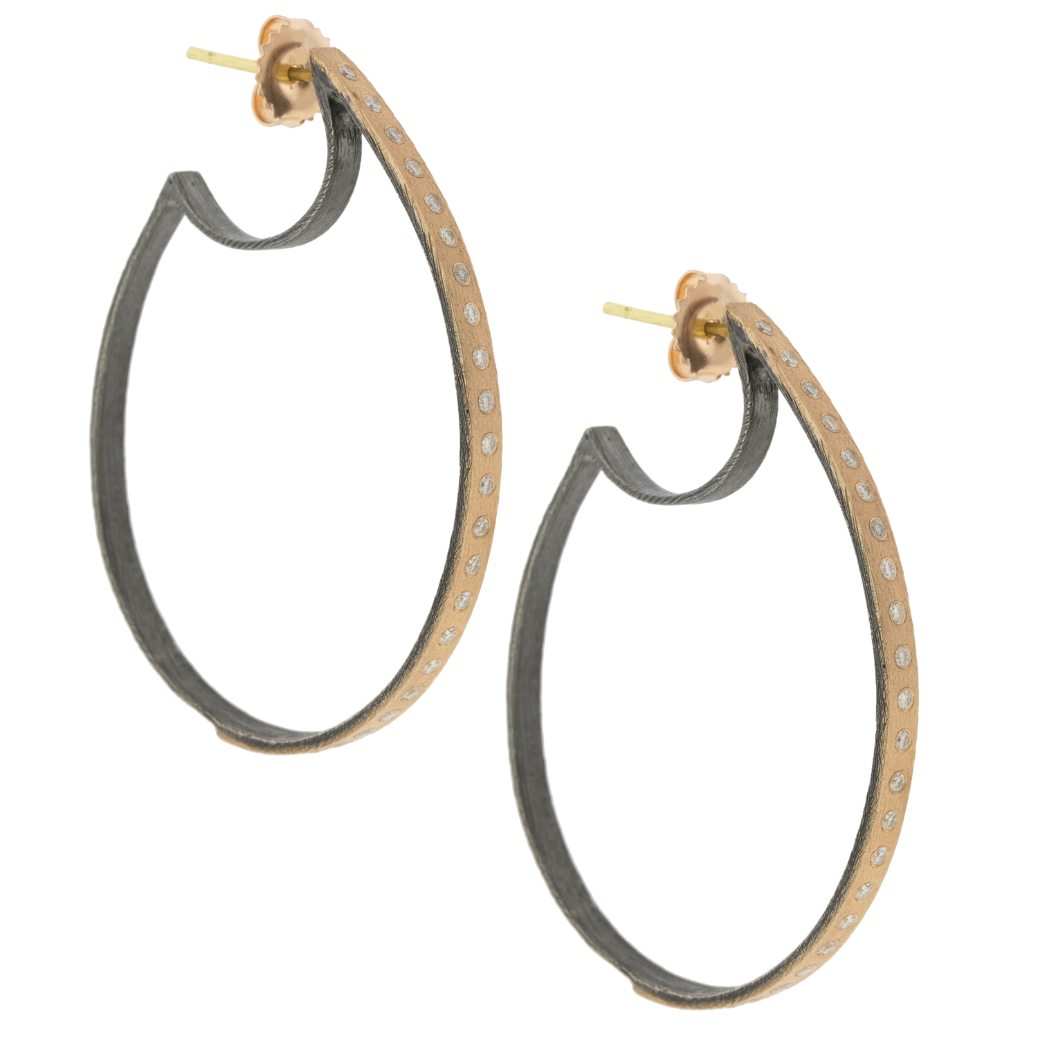 Rene Escobar Trunk Show:EARRINGS IN ROSE GOLD AND SILVER .80CT 8.90GR TOTAL - 3.5GR 18K 5.3 SS