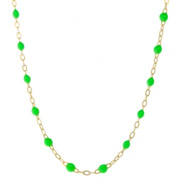 gigiCLOZEAU: Classic Gigi necklace, neon GREEN, 18k yg, 16.5"