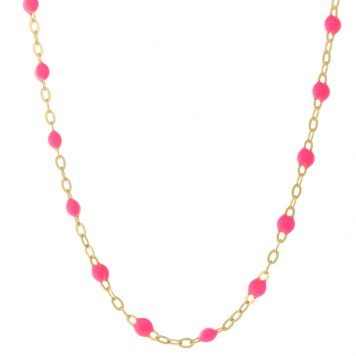 gigiCLOZEAU: Classic Gigi necklace, neon pink, 18k yg