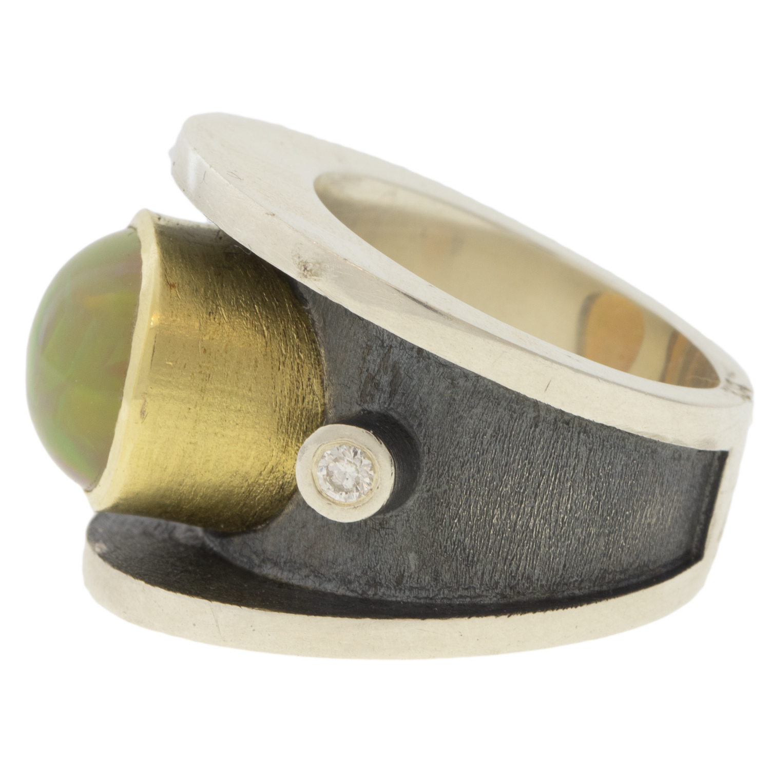 Rene Escobar Trunk Show: Ring, OPAL, 4.08TCW, SS size 6 1/2, measures 3/4" at widest point