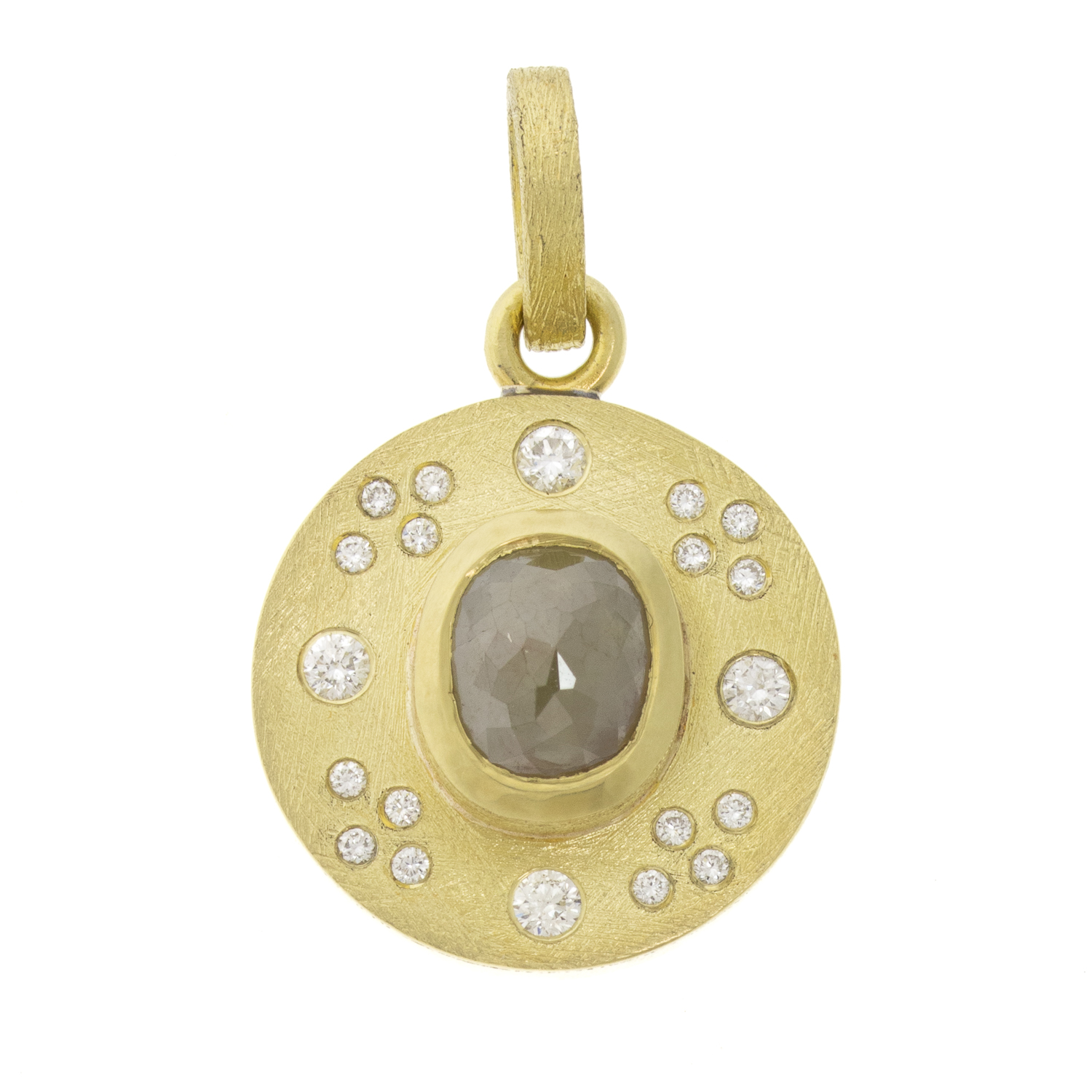 Rene Escobar Trunk Show: PENDANT IN SILVER YELLOW GOLD AND DIAMOND 1.60CT ROSE CUT DIA. 0.60CT WH DIA