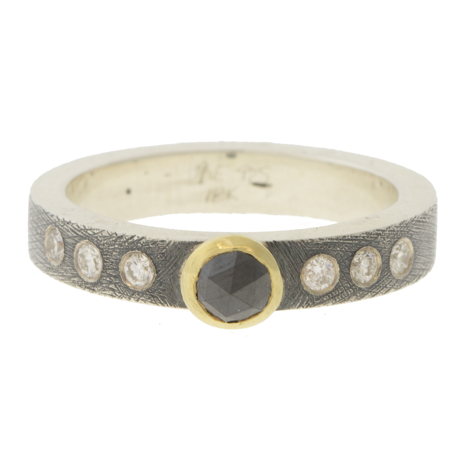 Rene Escobar Trunk show:RING IN SILVER 18K YG WHITE AND BK DIAMOND .015CT WHITE 0.35CT BK