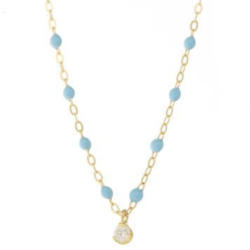 gigiCLOZEAU: Classic Gigi supreme 1 DI necklace, turquoise, 18k yg, 16.5"