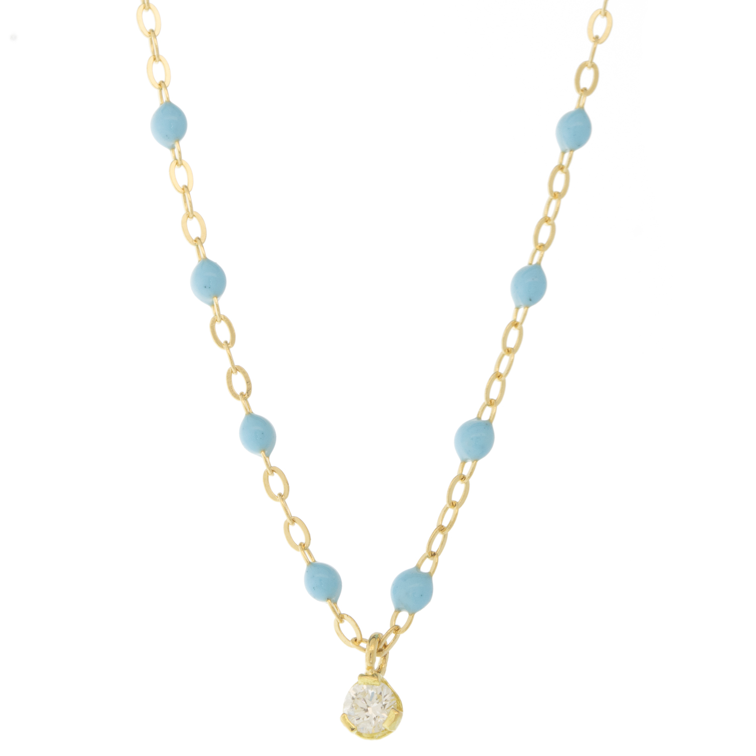 gigiCLOZEAU: Classic Gigi supreme 1 DI necklace, turquoise, 18k yg, 16.5"