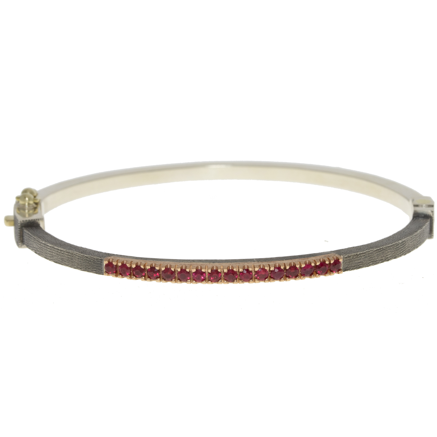 Rene Escobar Trunk show:BANGLE 2.5MM IN SILVER 18K YG AND 0.60CT IN RUBIES