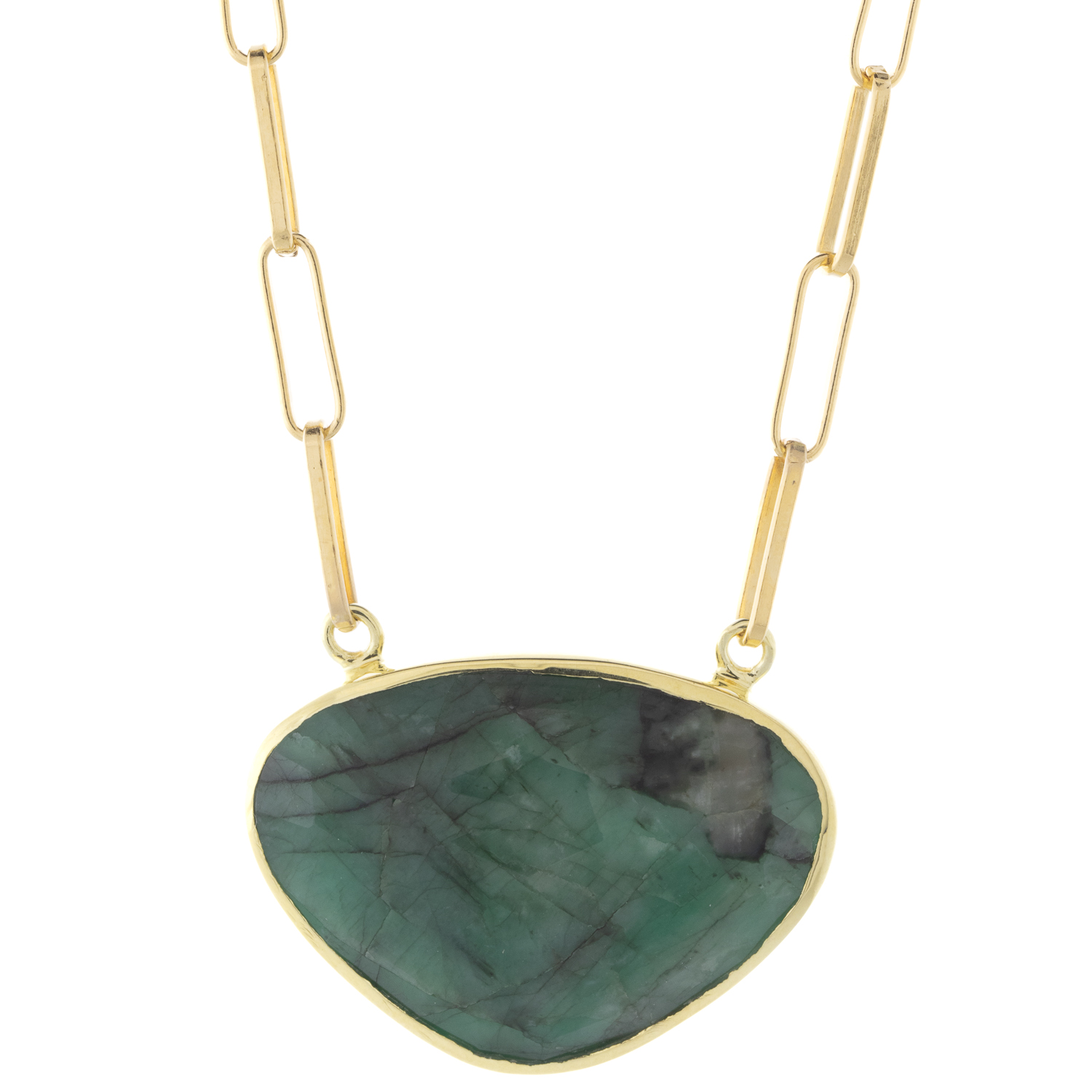 Lulu: Ember Necklace, Emerald, Measures 17" - 19" in Length
