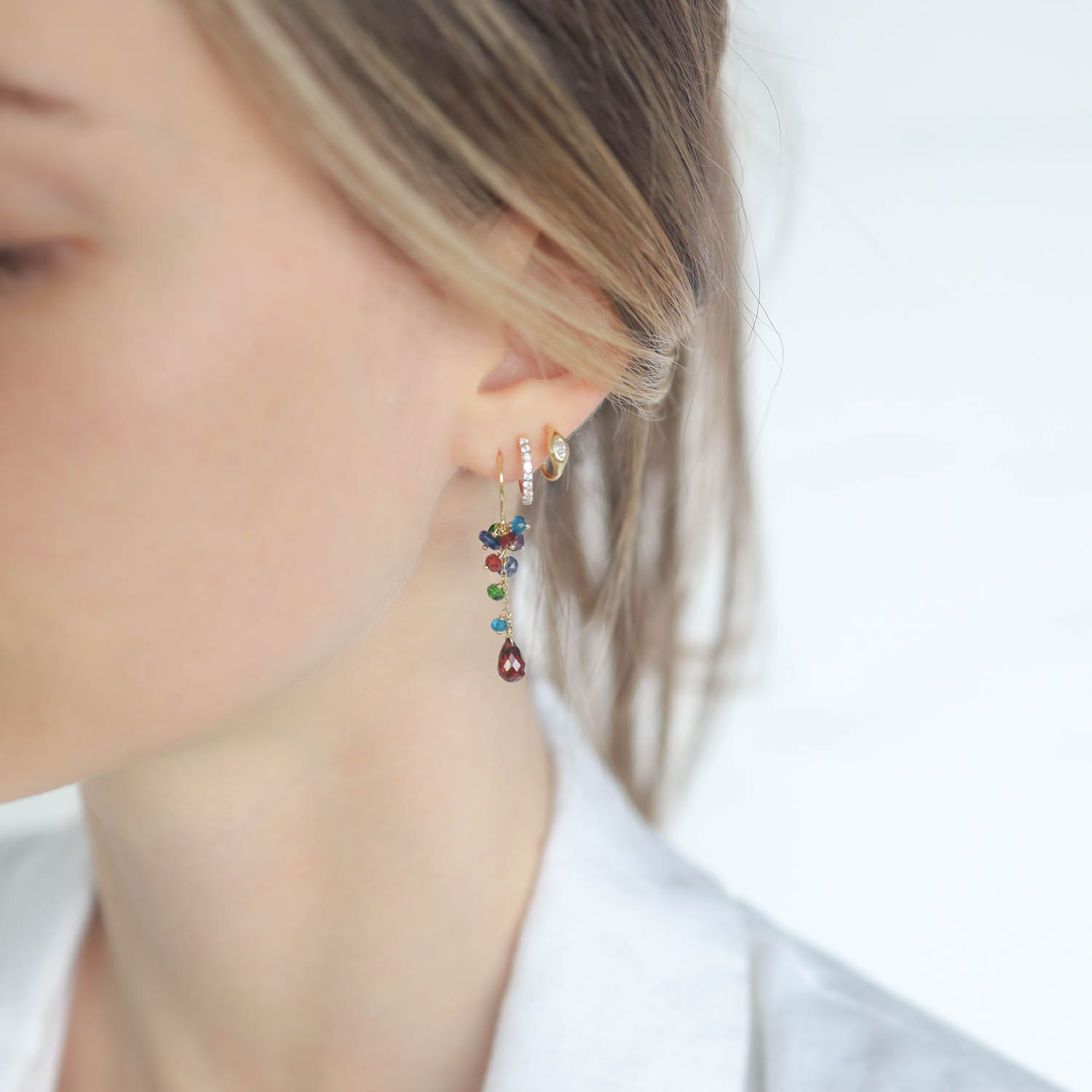 Sweet Pea: Crown Jewels Hook Earrings, 18k