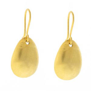 Jane Diaz: Organic Shaped Domed Drop Earrings, Gold Plate