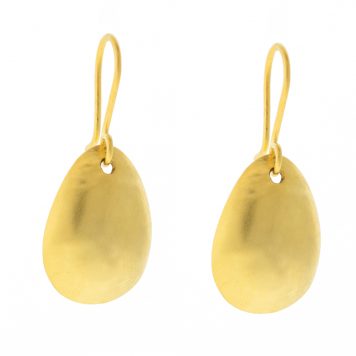 Jane Diaz: Organic Shaped Domed Drop Earrings, Gold Plate