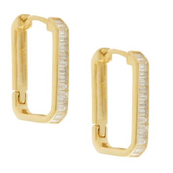 Tai: Earring, Gold Vermeil Huggie with Rectangular CZ, 12x16 mm