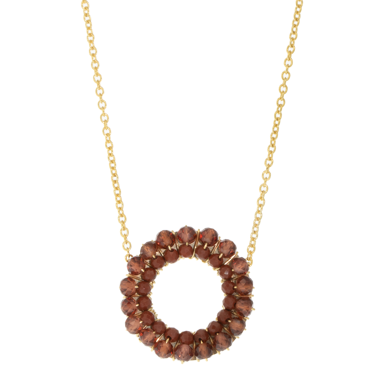 Dana Kellin : Necklace,Garnet & Jasper small circle pendant