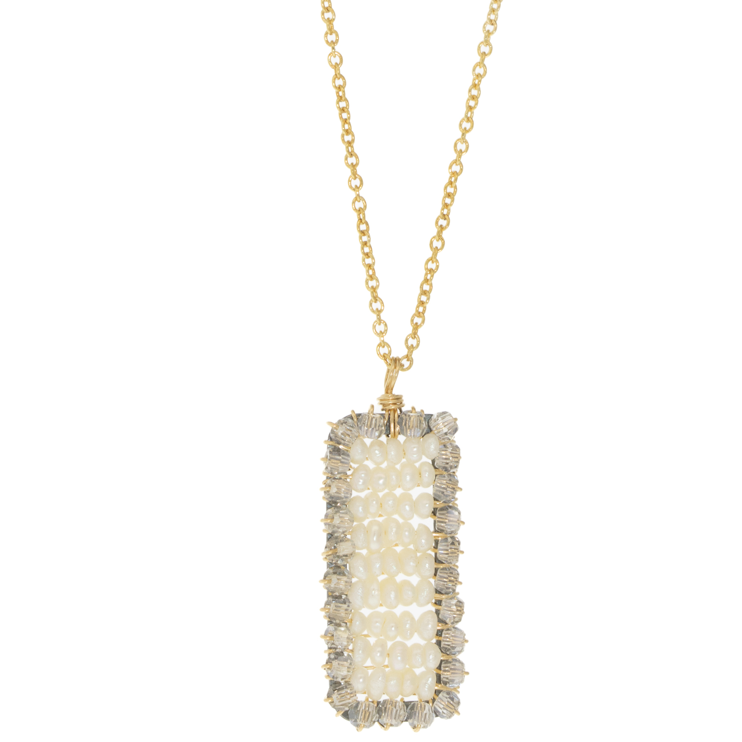 Dana Kellin : Necklace,Pearl Tablet pendant, 1 x 3/8, 17"