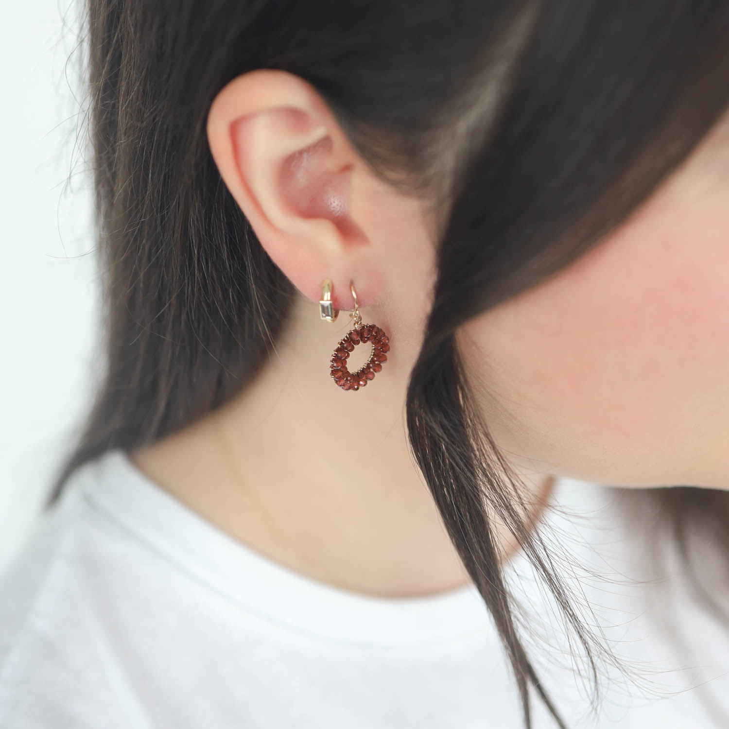 Dana Kellin : Earrings,Small Garnet jasper circle