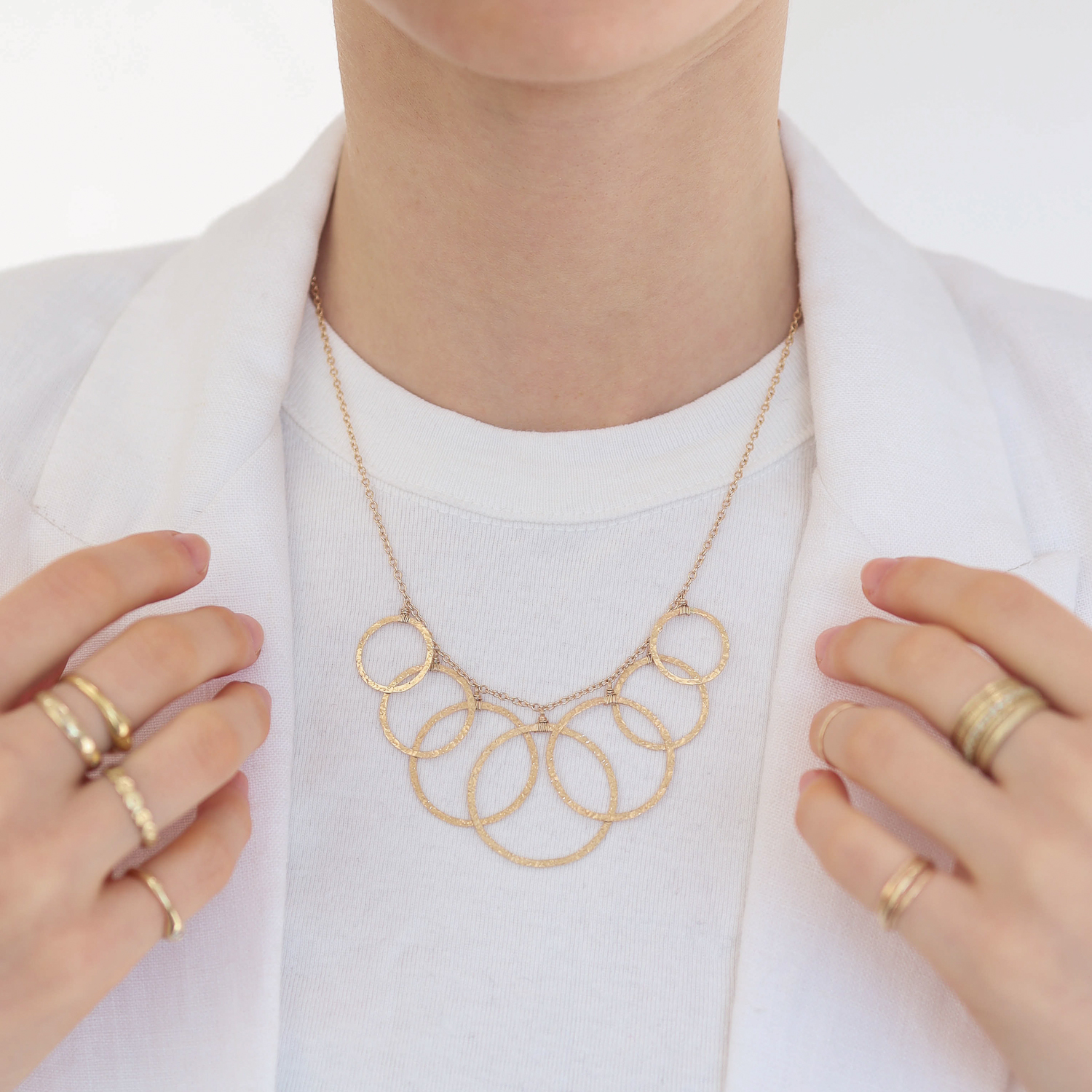 Dana Kellin : Necklace,Bib,Graduated 7 circles,Gold fill