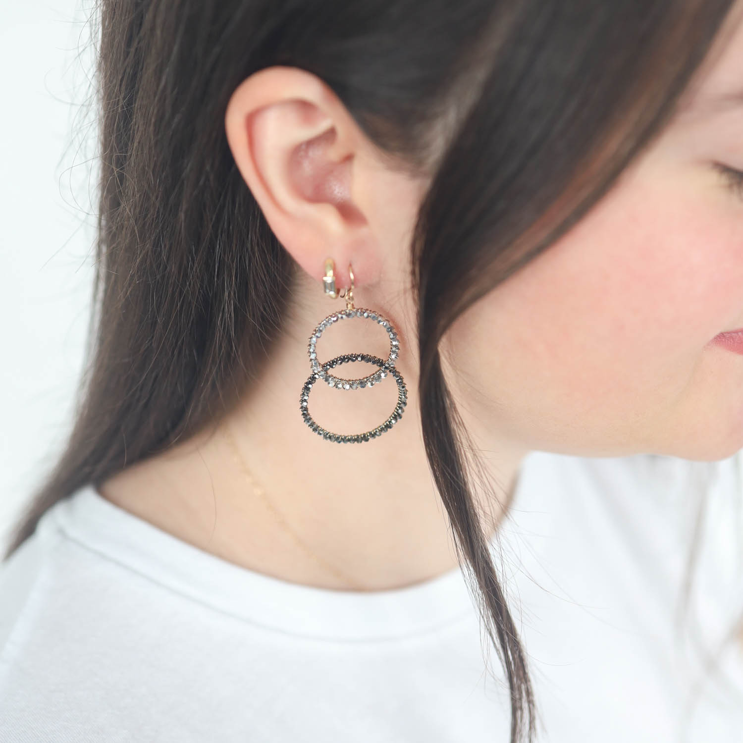 Dana Kellin : Earrings,Open double circle,shadow mix rim