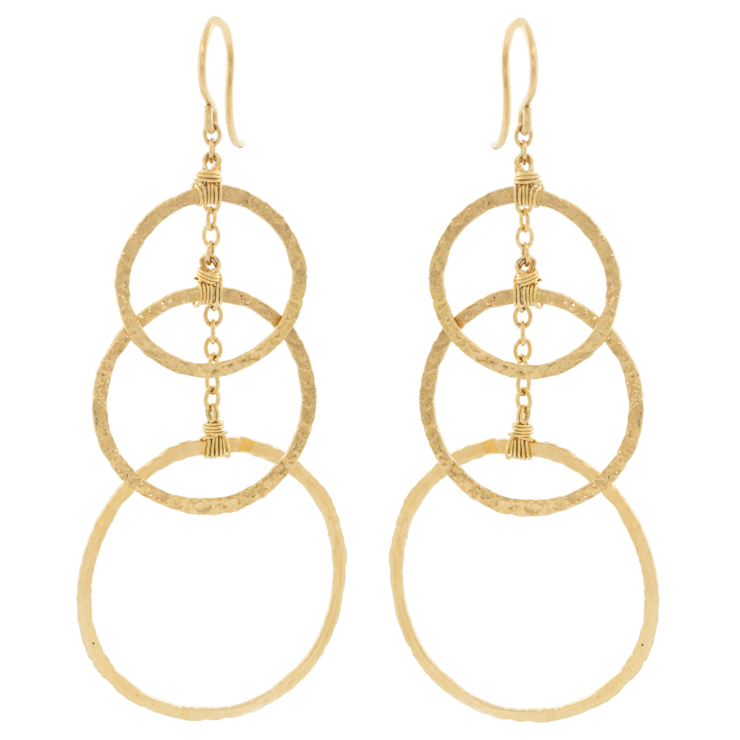 Dana Kellin : Earrings,Hammered double circle,NO crystals,gold fill