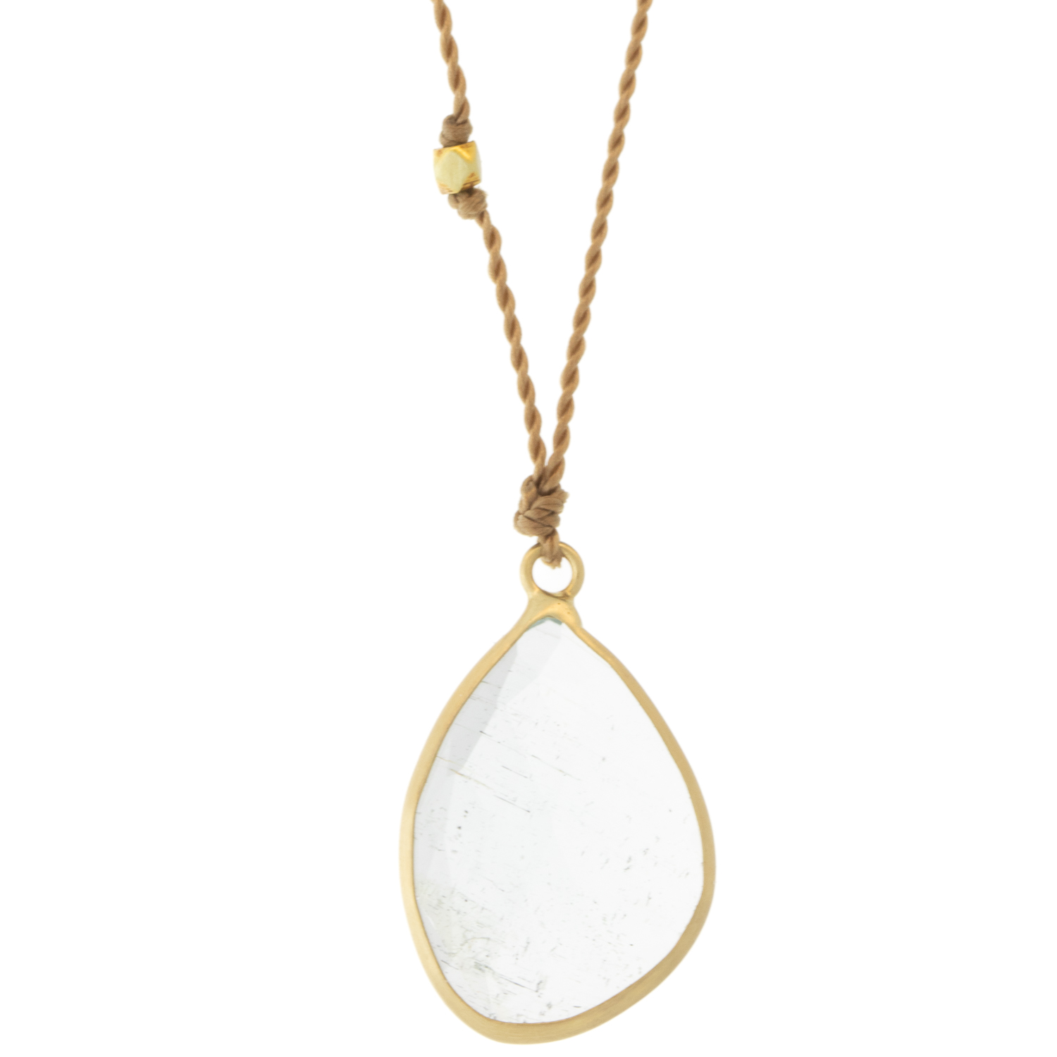 Margaret Solow: Necklace,Aquamarine, 14K yellow gold, Nylon cord
