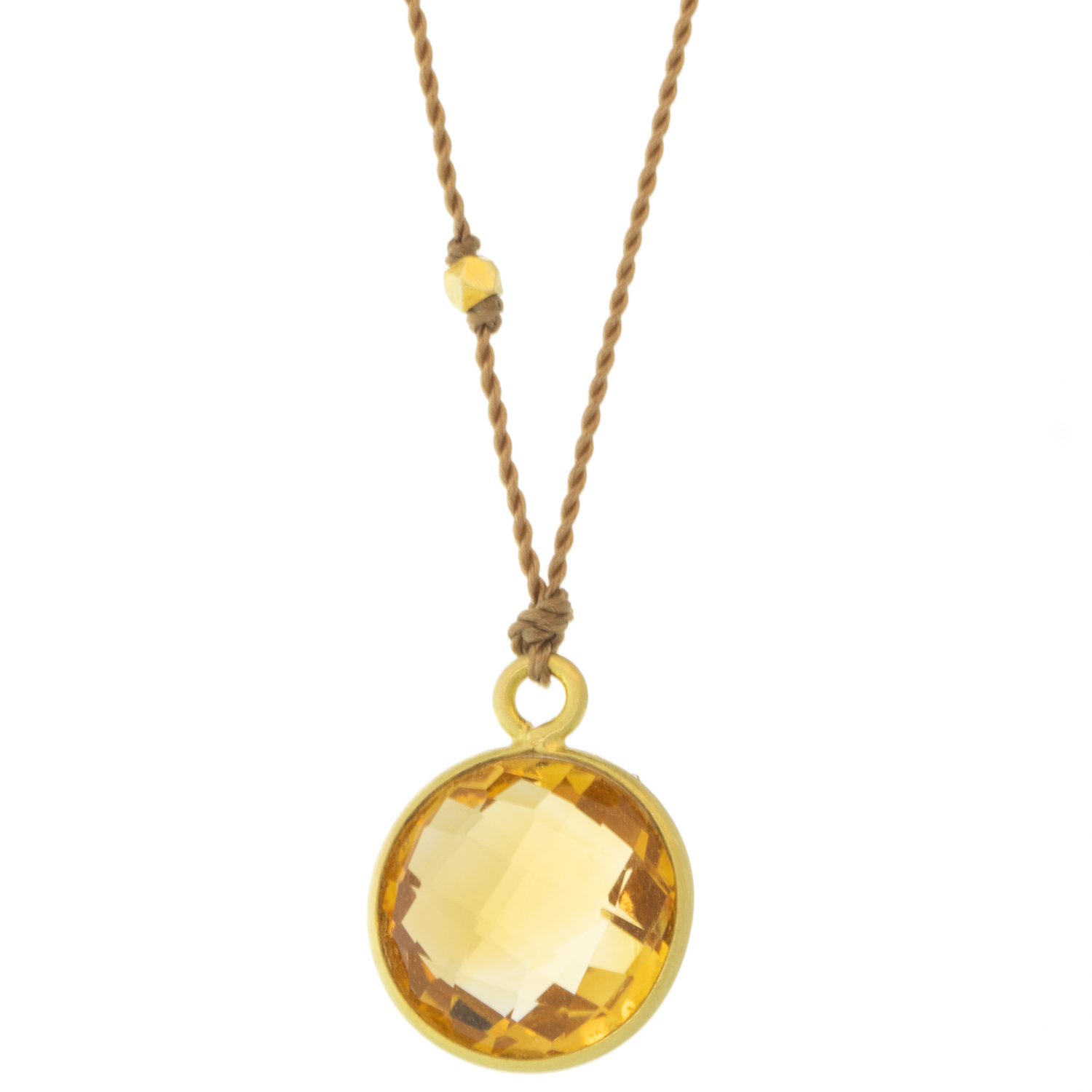 Margaret Solow: Necklace,Citrine,18K yellow gold,Light Nylon cord