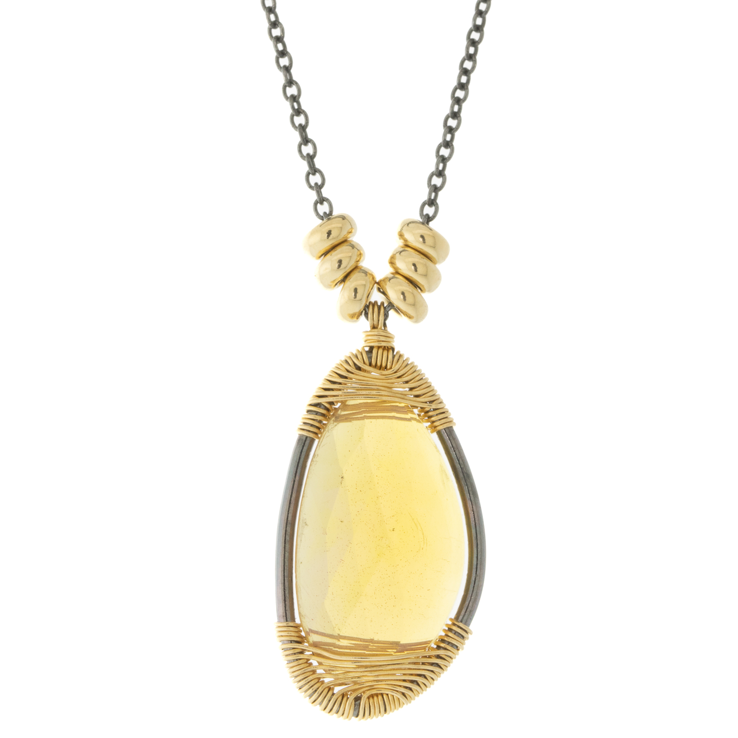Dana Kellin Fine: Necklace, Ethiopian Opal, SS, 14k yg, Measures 17 in Length, Pendant 7/8" x 7/16" including bail