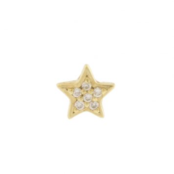 Three Stories Jewelry: SINGLE Pave  Star stud ,14K Yellow Gold