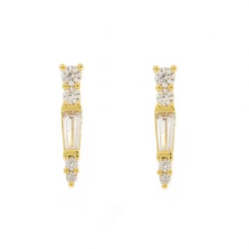 Tai: Earring, Mixed Shape CZ Bar Post