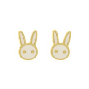 Tai: Bunny Post Earring, Brass and Enamel