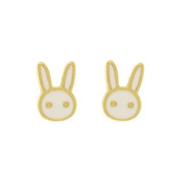 Tai: Bunny Post Earring, Brass and Enamel