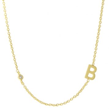 Tai: Gold Simple Chain B Initial Necklace with Three CZ