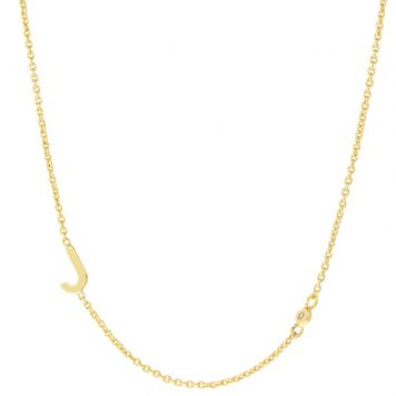 Tai: Gold Simple Chain J Initial Necklace with Three CZ