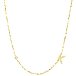Tai: Gold Simple Chain K Initial Necklace with Three CZ