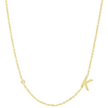 Tai: Gold Simple Chain K Initial Necklace with Three CZ