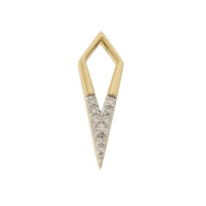 Three Stories Jewelry: SINGLE,Classic Open Dagger Charm,0.06tcw diamond,14k yellow gold, measures 11/16" x 1/4"