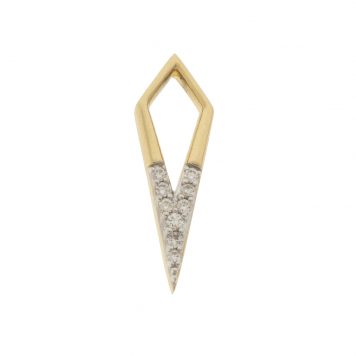 Three Stories Jewelry: SINGLE,Classic Open Dagger Charm,0.06tcw diamond,14k yellow gold, measures 11/16" x 1/4"