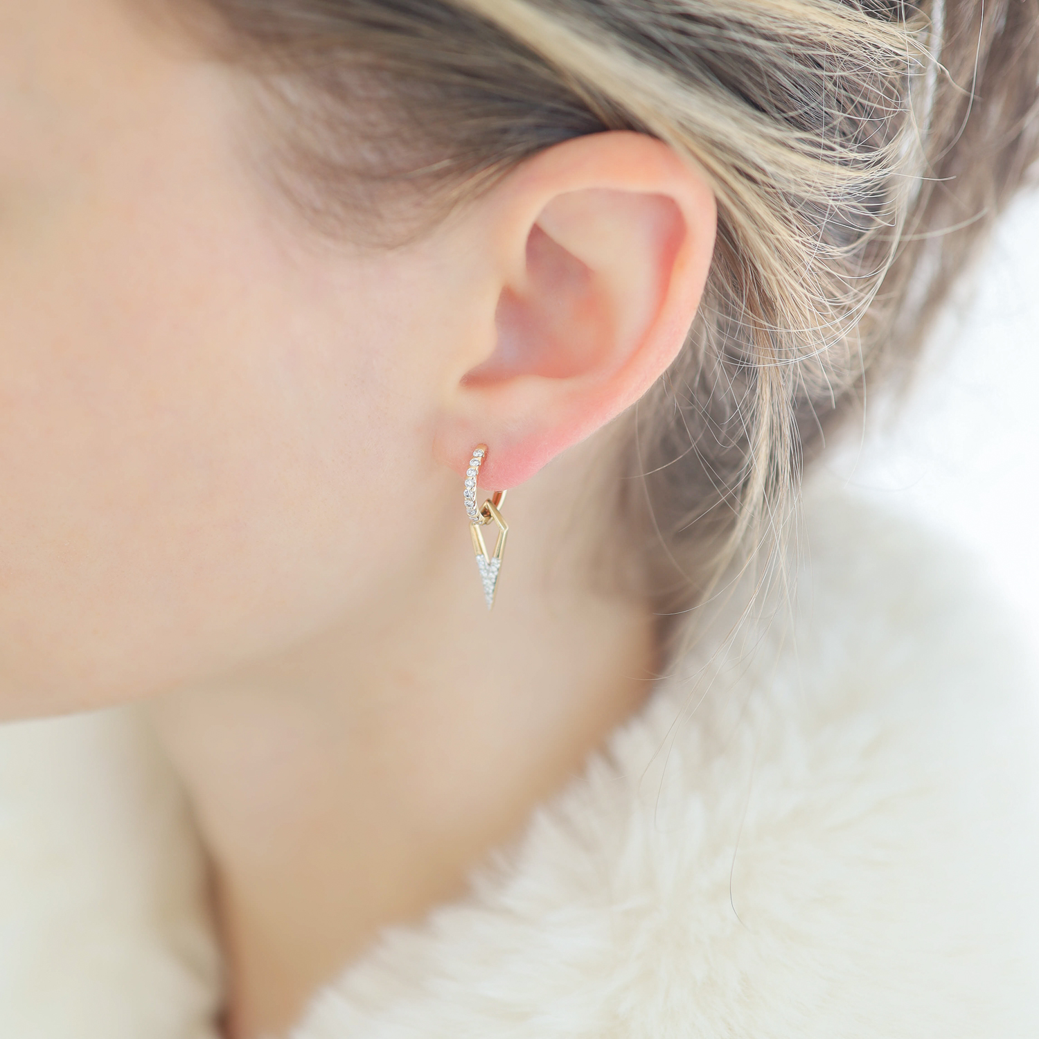 Three Stories Jewelry: SINGLE,Classic Open Dagger Charm,0.06tcw diamond,14k yellow gold, measures 11/16" x 1/4"