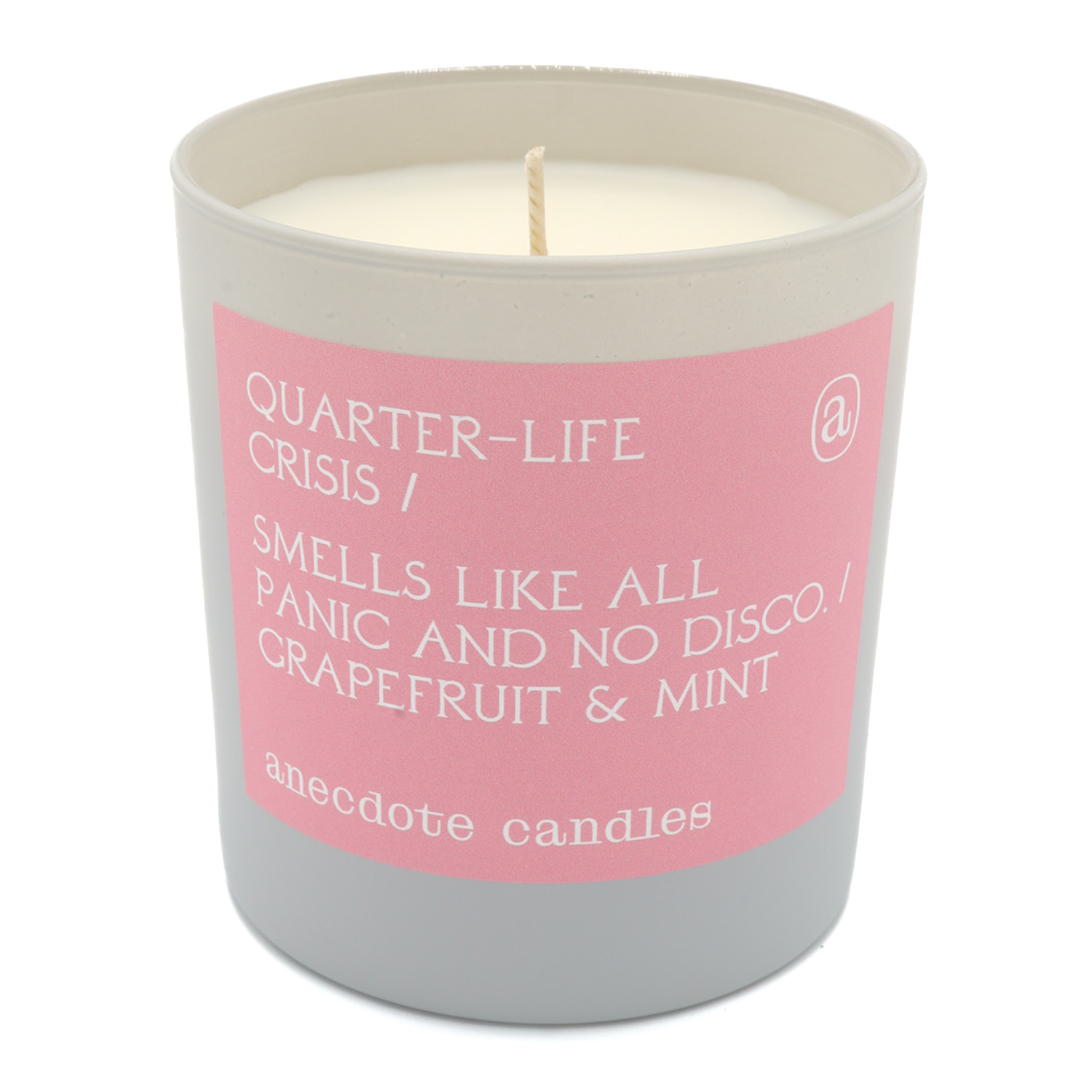 Anecdote Candle: 9 oz, QLC, Grapefruit & Mint, measures 3 1/4" in diameter, measures 3 1/2" in height