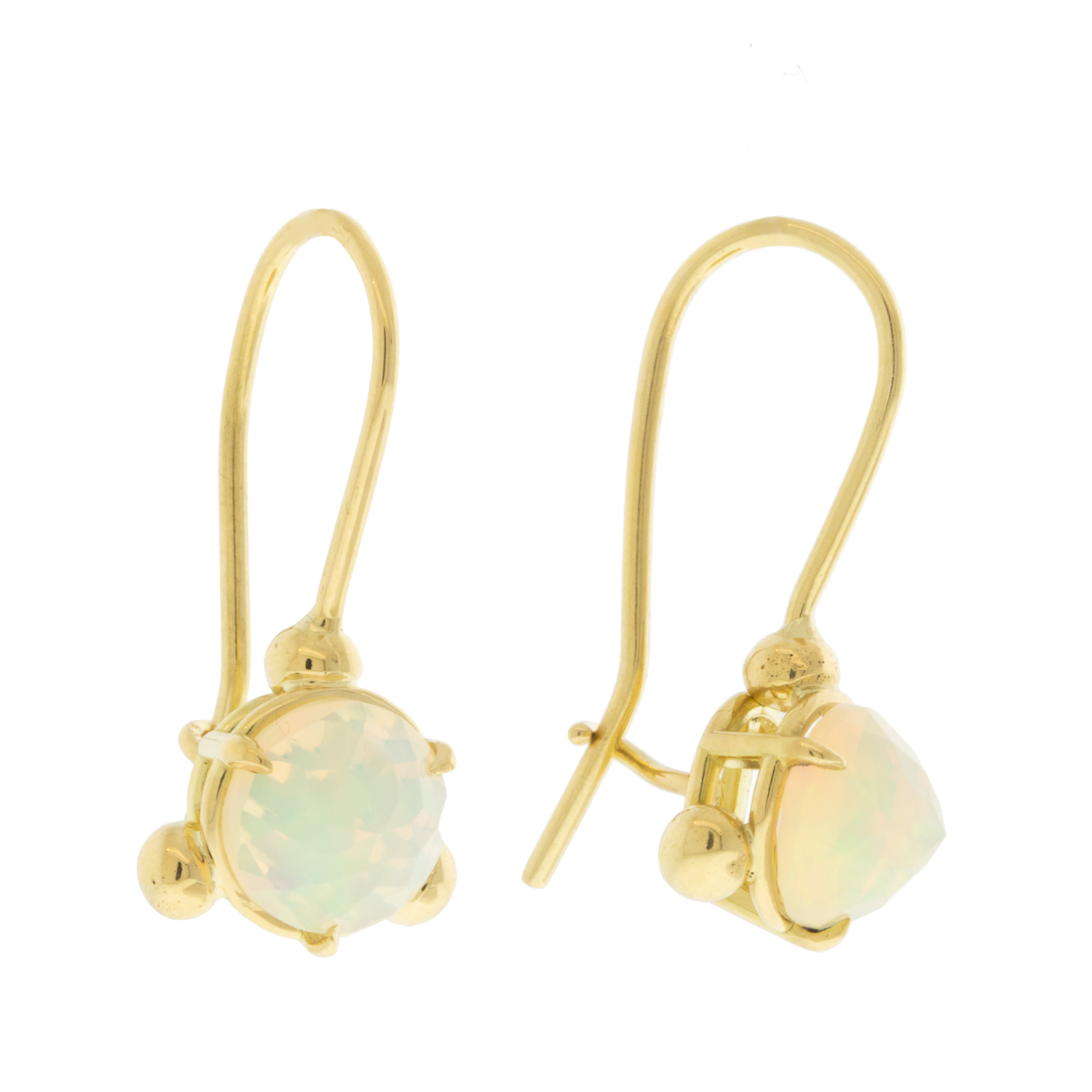 Alison Shiboski: Ethiopian Opal Stud Earrings, 1.90 TCW 18K gold, 7/8" x 3/8"