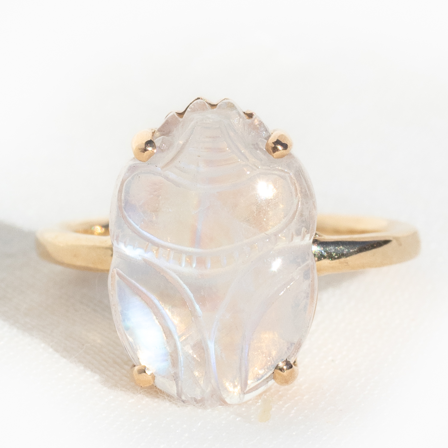 gold ring with moonstone by jewelry designer Jamie Joseph