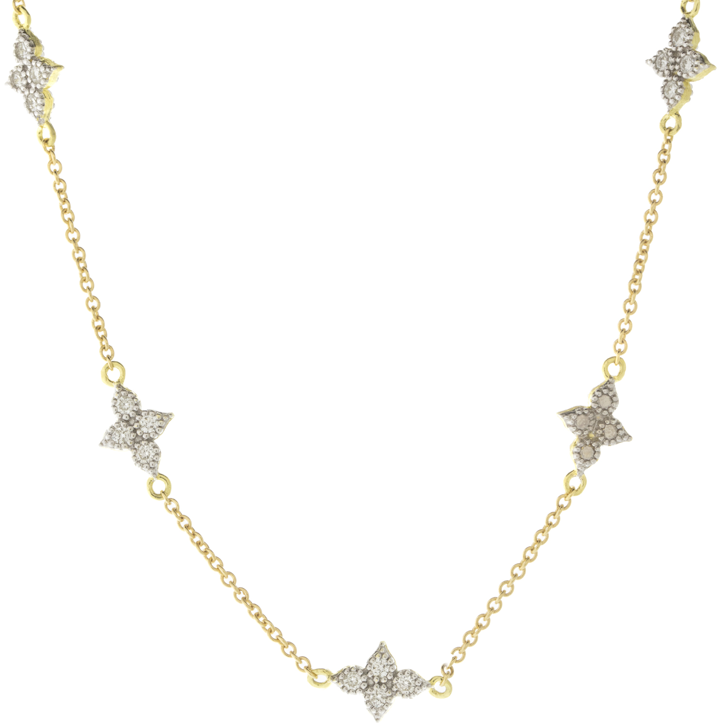 Jude Frances: Necklace, Moroccan Quad Diamond Station Chain, 18k yg, GSI Diamonds .37tcw