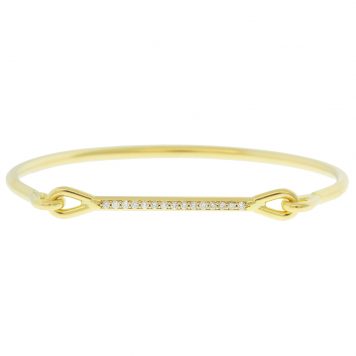 Tura Sugden: Needle Eye Cuff, Single Line Pave, (Larger diamonds)18K YG