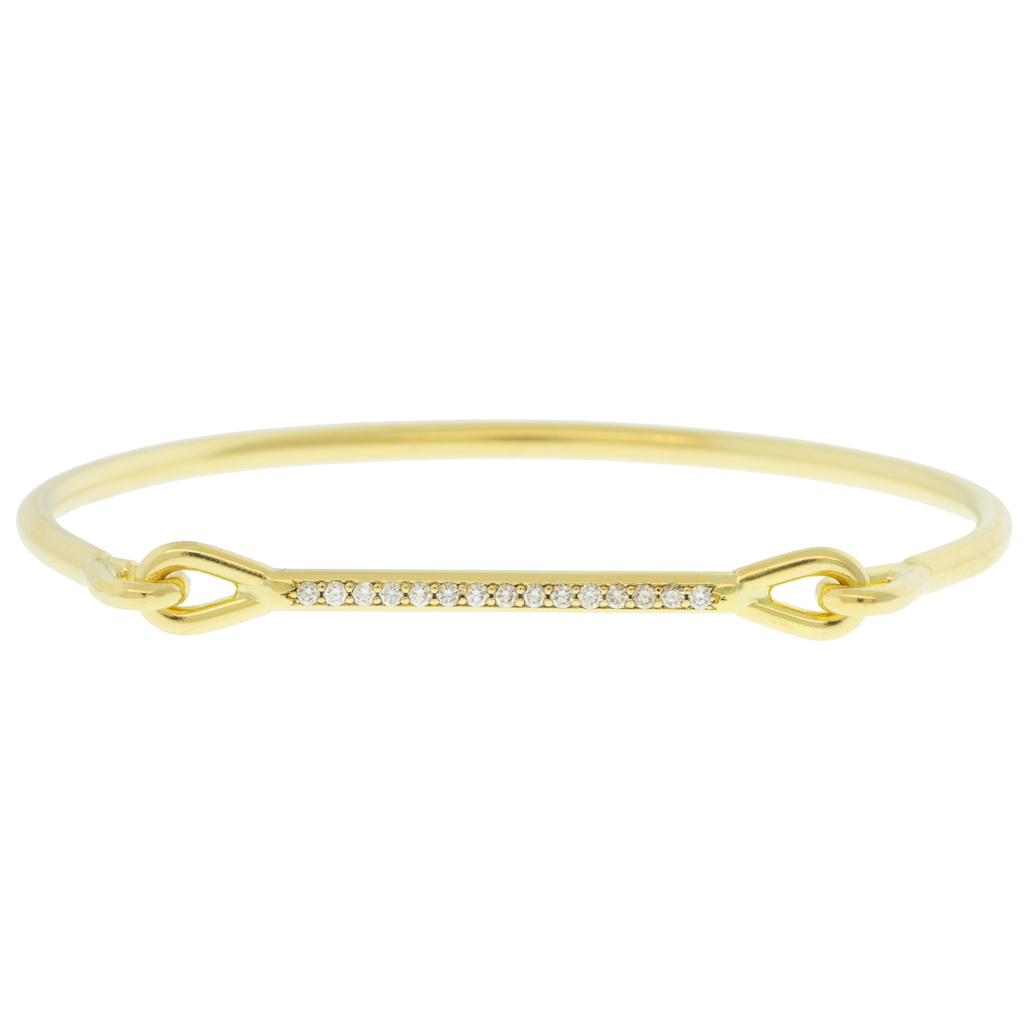 Tura Sugden: Needle Eye Cuff, Single Line Pave, (Larger diamonds)18K YG