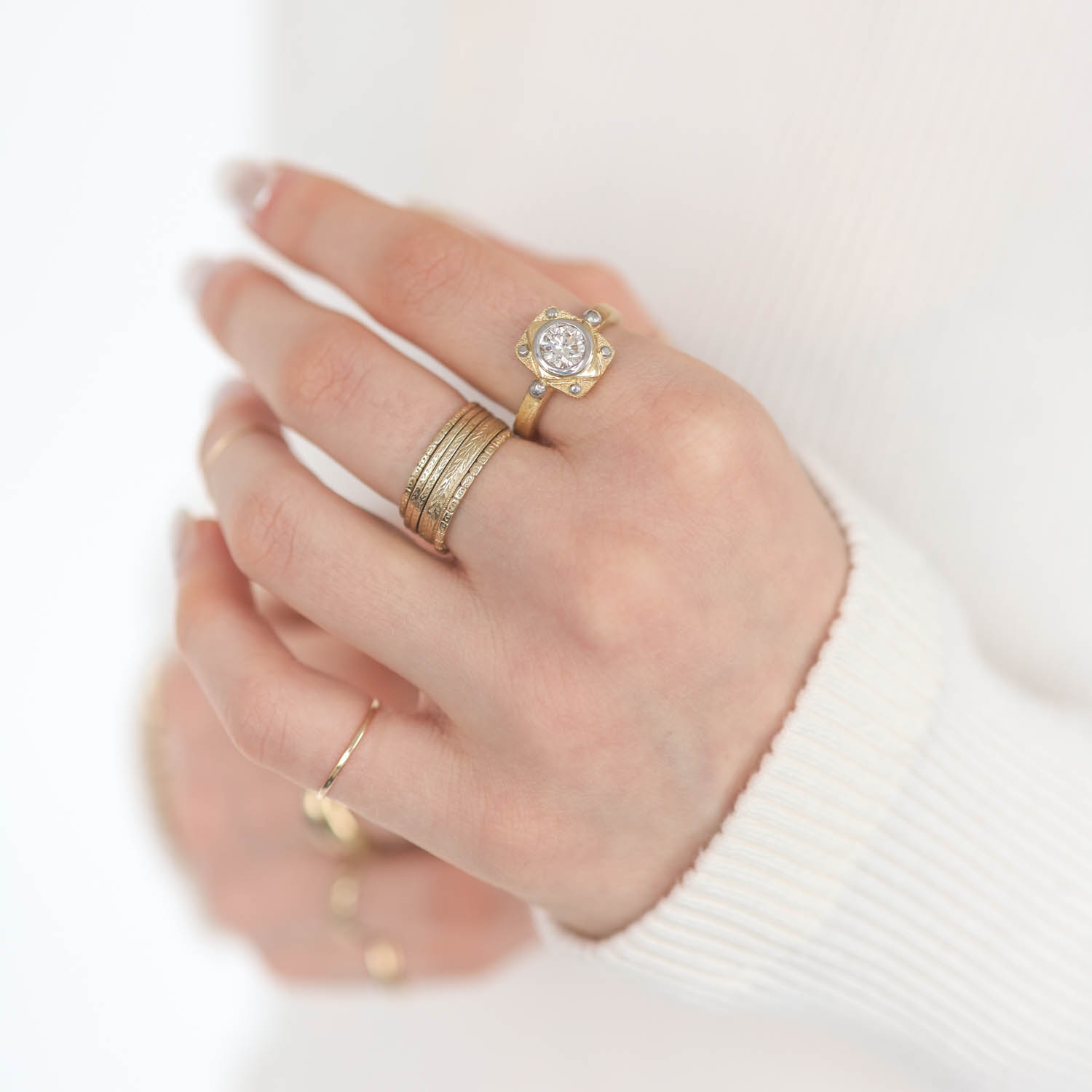 Alison Shiboski:Ring,POWER,0.72ct Round brilliant diamond,SI Clarity,H Colour,18k,Platinum