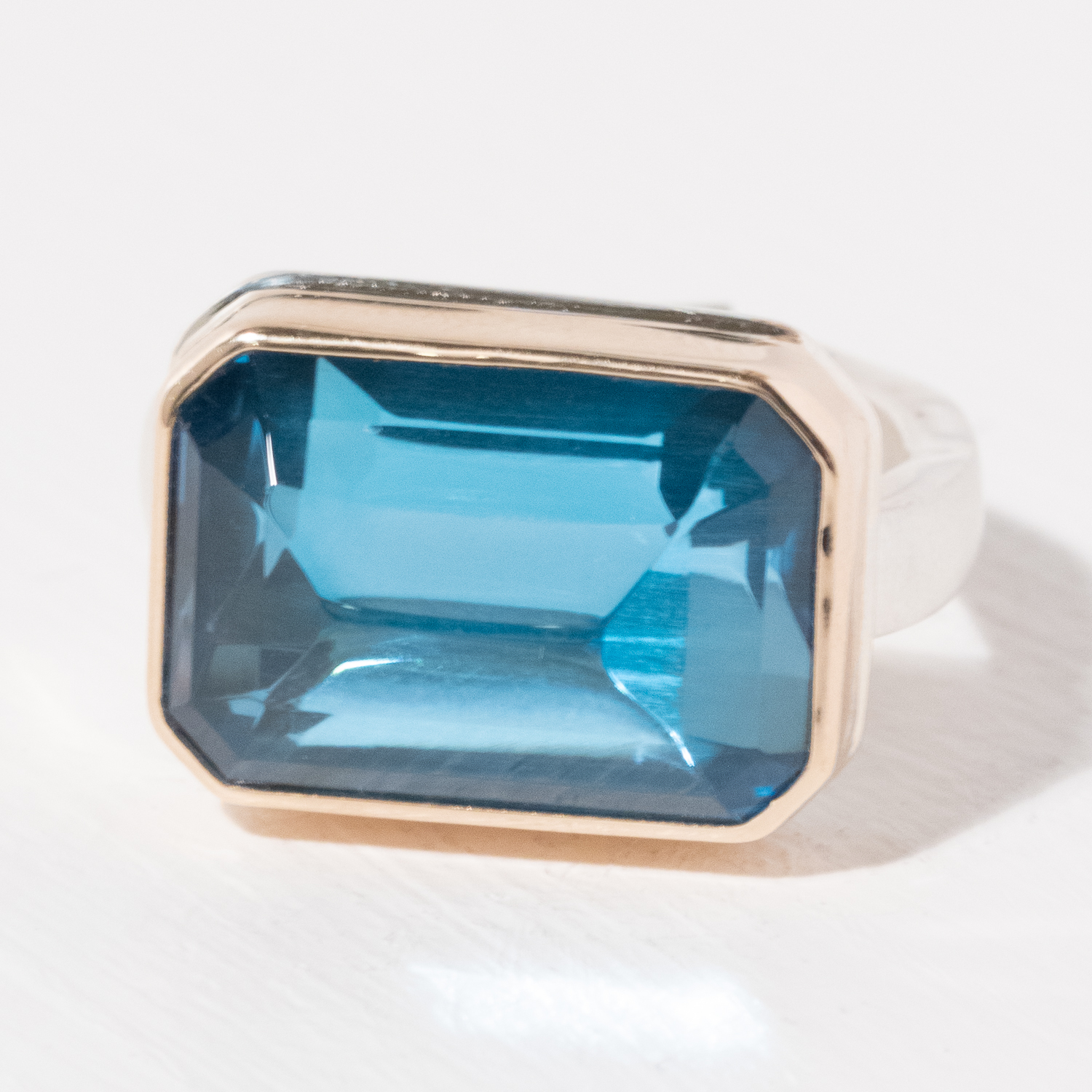 Jamie Joseph Swiss Blue topaz, Sterling Silver, 14K Gold, size 7