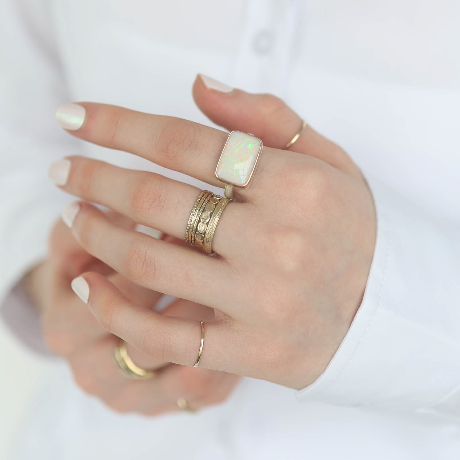 Jamie Joseph Trunk Show: Ring 102,Australian Opal,Size 7.5