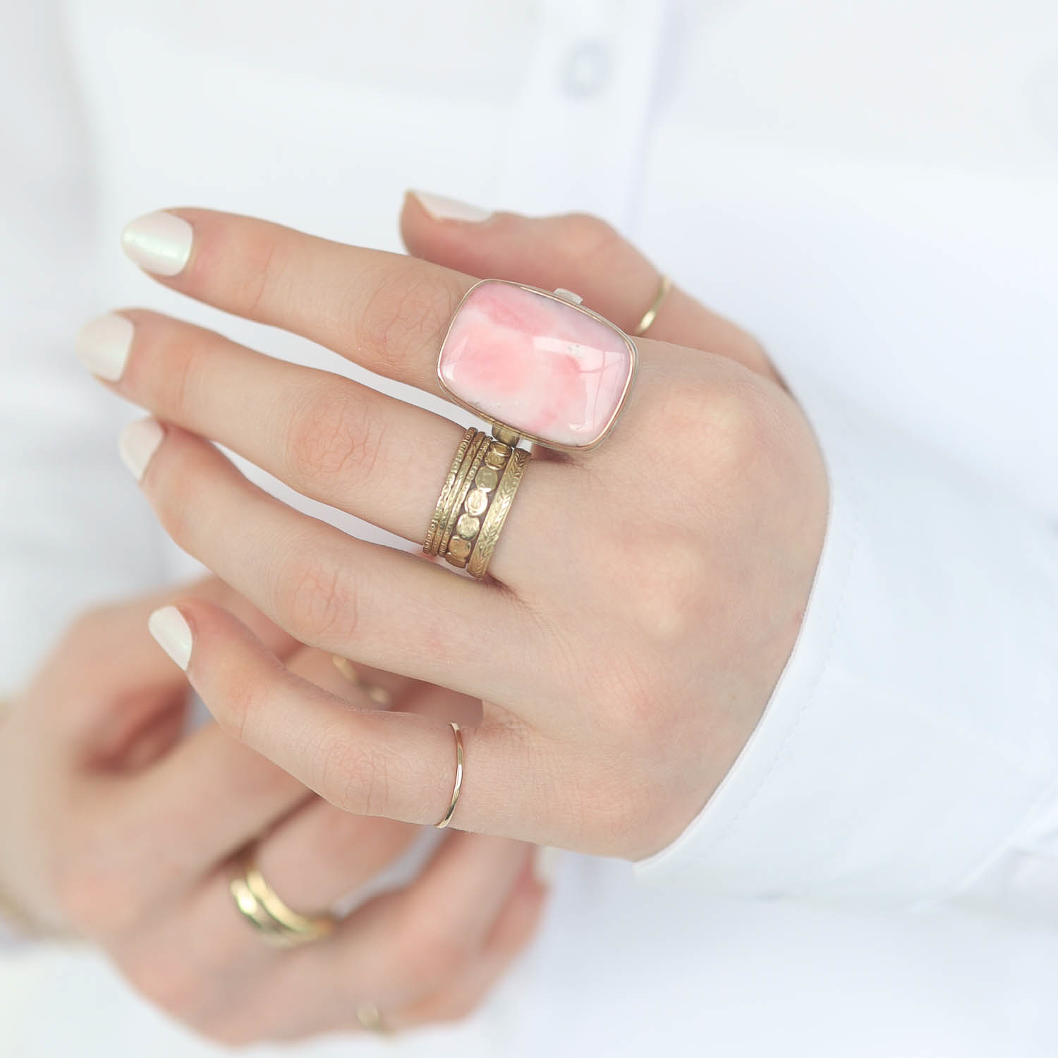 Jamie Joseph Trunk Show: Ring 128,Pink peruvian opal,7.75