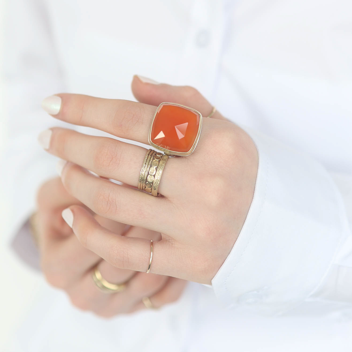 Jamie Joseph Trunk Show: Ring 132,Orange chalcedony,8.5