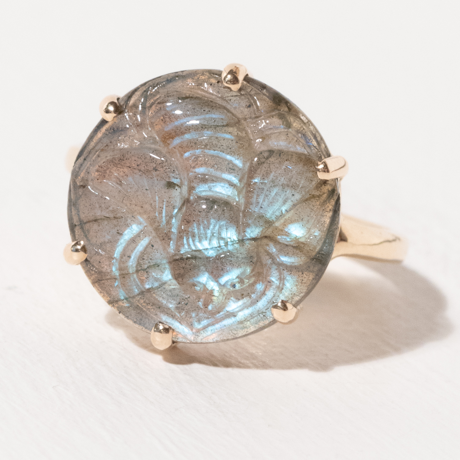 Jamie Joseph Trunk Show: Ring 256, CARVED LABRADORITE SIZE 7